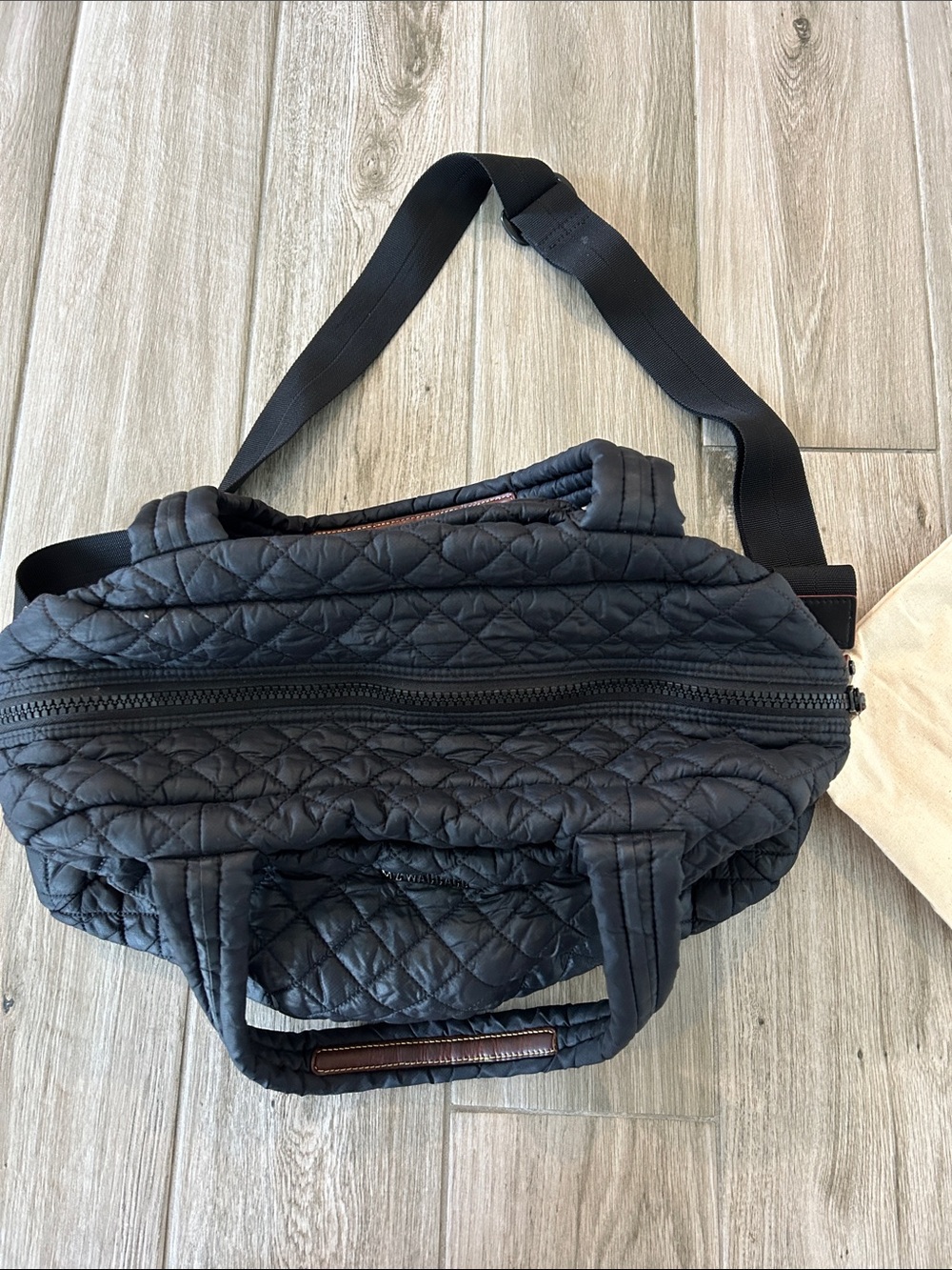 MZ Wallace Jim travel bag Black Quilted Nylon Shoulder Bag - Picture 6 of 15